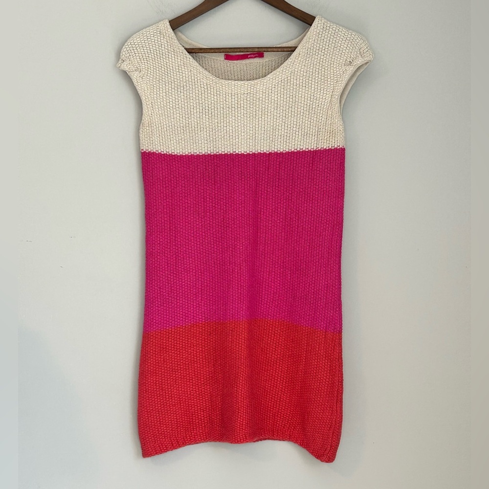 Pinkyotto Colorblock Knit Linen Sweater Dress XS
